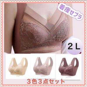 胸を小さく見せるブラ シームレス ノンワイヤー 2L 着痩せブラ 大きめ 美胸 ナイトブラ