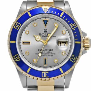 Подводная лодка Rolex Дата 16613SG Grey/Diamond/Sapphire Men's Watch [Используется] [Wrestwatch]