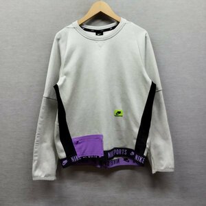 Z980 NIKE Nike polyester reverse side nappy sweat crew neck gray purple switch Tec outdoor sport men's size M