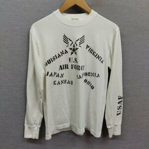 D153 BUZZ RICKSON'S バズリクソンズ 長袖 Tシャツ S ホワイト US AIR FORTH ミリタリー アメカジ 512th BOMB SQ ロゴ プリント　