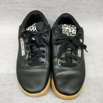 Z1027 Reebok リーボック スニーカー 24.0cm ブラック PRINCESS プリンセス レオパード ヒョウ柄 切替 アウトソール ラバー シューズ_画像2