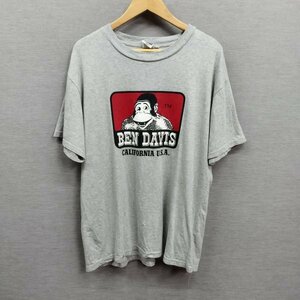 D293 BEN DAVIS ベンデイビス Tシャツ 半袖 カットソー クルーネック ビッグ プリント USA ストリート メンズ グレー サイズ M