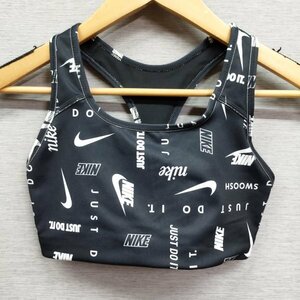 D420 NIKE ナイキ トレーニング ウェア スポーツ ブラトップ スポブラ ポリエステル ロゴ 総柄 レディース ブラック サイズ M ジム ヨガ