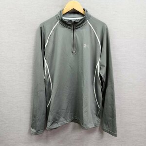 D431 UNDER ARMOUR アンダーアーマー ハーフジップ シャツ カットソー 長袖 ロゴ プリント スポーツ トレーニング メンズ グレー LG