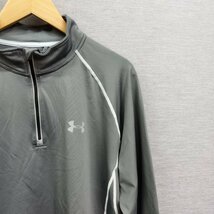 D431 UNDER ARMOUR アンダーアーマー ハーフジップ シャツ カットソー 長袖 ロゴ プリント スポーツ トレーニング メンズ グレー LG_画像4