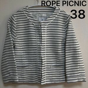 ROPE PICNICロレディース美品ノーカラージャケット長袖洋服アウター