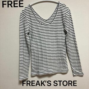 FREAK’S STORE Vネックボーダーカットソー綿100%セータートップス シャツ長袖洋服