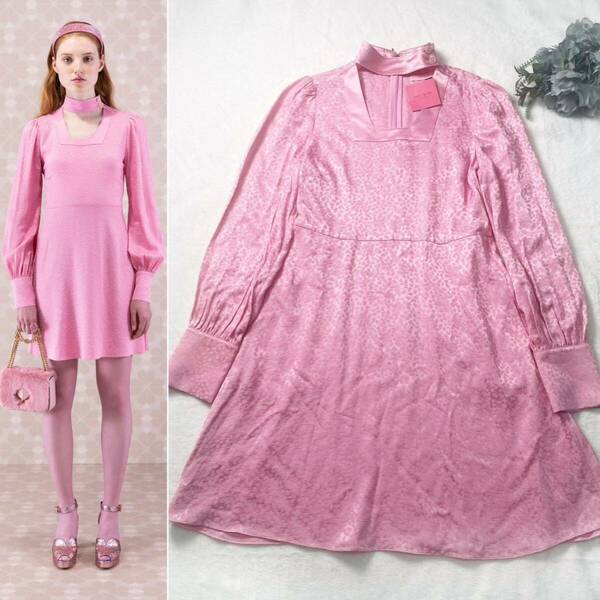 【新品タグ付き】ケイトスペード 2020年コレクション サテンワンピース ドレス 豹柄 桜 ピンク 4