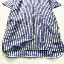 【新品同様】マーガレットハウエル 2022SS ワイドストライプリネン シャツワンピース WIDE STRIPE LINEN ブルー M 定価63,800円_画像3