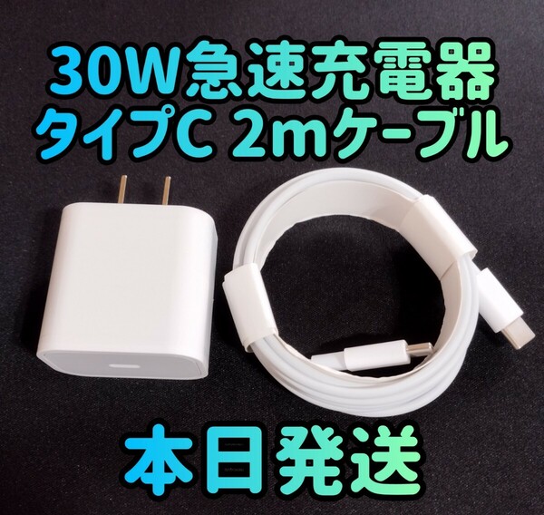 30W急速充電器 タイプCケーブル2m 急速充電器＆typecケーブルセット 30Wアダプター 急速充電器 充電器 充電ケーブル 高速充電器 周辺機器 