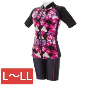  new goods Shape swim wear fitness swimsuit L-LL floral print ( purple )