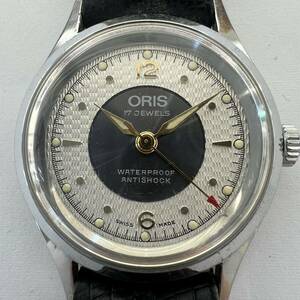 *1 jpy start *ORIS Oris 7305 lady's boys wristwatch 17 stone 3 hands hand winding type Junk leather belt after market made case attaching secondhand goods 