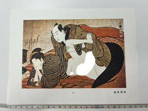 ◆《KO20》鳥居清長 模写 浮世絵 枕絵 艶絵 裸婦 木版画 美人画 日本画 日本美術 横幅約25cm 縦幅約18cm