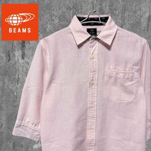 BEAMS ビームス 七分袖シャツ Yシャツ ボタンダウン 重ね襟 カジュアル