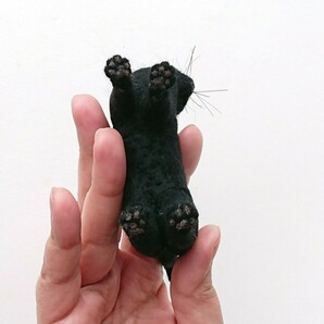 羊毛フェルト猫 黒猫 ハンドメイドの画像2