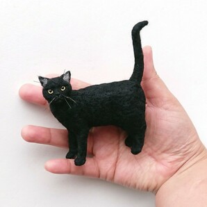 羊毛フェルト猫 黒猫 ハンドメイドの画像1