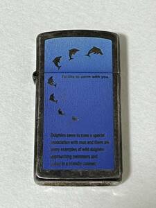 〇N325 Zippo ジッポー ライター スリム I'd like to swim with you. イルカ 火花確認