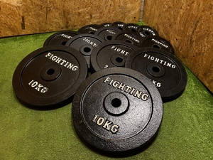 FIGHTING ROAD ファイティングロード バーベルプレート 1.25Kg×4/2.5Kg×4/5Kg×2/7.5Kg×2/10Kg×2 計60Kg 穴径28mm 筋トレ 「S17560」