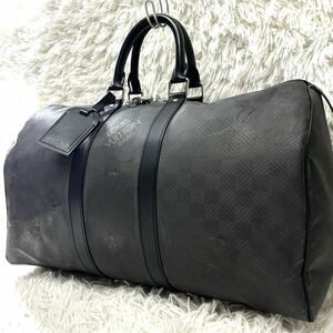 *1 иен ~ Louis * Vuitton Louis Vuitton ключ poru45 Damier карбоновый сумка "Boston bag" Damier темно-серый мужской женский путешествие сумка 