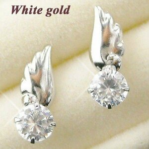  zirconia earrings 4 month birthstone one bead angel. feather cz diamond 10 gold white gold lady's 50 fee 40 fee 60 fee 30 fee 20 fee k10wg feather 