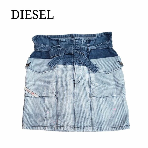 DIESEL ヒッコリー ボーダー ストライプ ミニ スカート