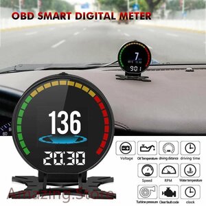 デジタルスピードカーモニターヘッドアップディスプレイ OBD2 オート チューニングスピードメーター RPM 温度ターボ圧力