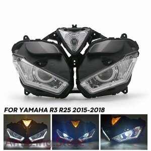 KEMiMOTOー ヤマハ YZF R25 R3 2013-2017 オートバイヘッドライト天使悪魔アイ HID プロジェクターヘッドライト R25 R3 天使の目 C868