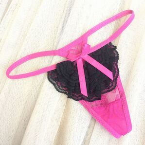 新品 未使用 送料無料ls27-4ローズのTバックの面積は少なく フリフリキュートTバック セクシーTバックショーツ セクシーショーツ アダルト