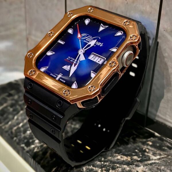 アップルウォッチバンド キラキラ ラバーベルト カバー Apple Watch ケース 38mm 40mm 41mm ローズ