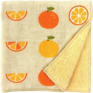 濱文様　和たおる　セミウォッシュ　タオルハンカチ　フレッシュオレンジ　約25×25cm　綿100％　日本製　新品