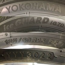 2022年製 9.5分山 ヨコハマ iceGUARD iG70 185/60R16/AUTECH 日産 E13 ノート 5.5J 4H 100 +50 Φ60/4本 F_151_画像6