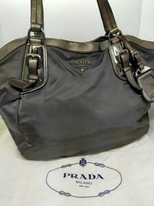  PRADA/プラダ/BR4007/テスートナイロン×レザー/シルバー金具/トートバッグ/ショルダーバッグ/レディース【浦R】