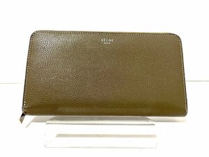 【中古】CELINE セリーヌ　長財布　ラウンドジップウォレット　マルチファンクション　カーフレザー　ベージュ