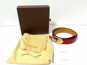 【中古】LOUIS VUITTON LV　ルイヴィトン　ベルト　モノグラムヴェルニ　レッド　M9481W BC2174