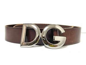 【中古】DOLCE&GABBANA ドルチェ&ガッバーナ　ベルト　レザー　ブラウン　シルバー金具