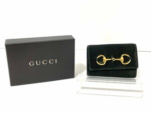 【中古】GUCCI グッチ　6連キーケース　鍵　ホースビット　スエード　ブラック