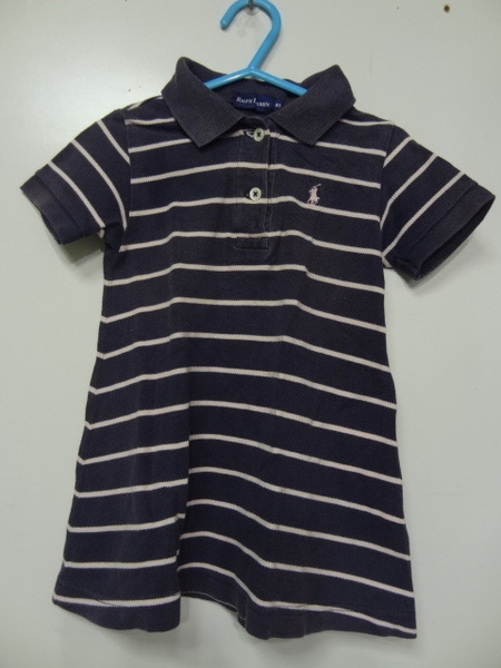 全国送料無料 正規品 ポロ ラルフローレンPOLO RALPH RAULEN 子供服キッズベビーアンダーパンツ付 半袖ポロシャツボーダーワンピース 80