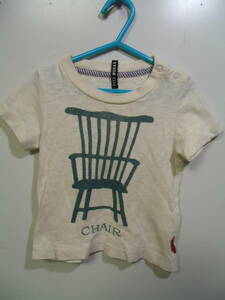 全国送料無料 フィスワークス FITH WORKS 子供服キッズベビー女の子生成り色 椅子CHAIRプリント半袖Tシャツ90-95(M)