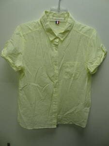 全国送料無料 ジーユー GU レディース 綿100% 薄い黄色 半袖 布帛シャツ ブラウス Mサイズ