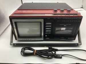 通電チェックのみ　HITACHI C6-640 日立 カラーテレビ TV 希少赤色 カセットレコーダー ラテカセ 昭和 レトロ ヴィンテージ アンティーク