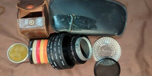 中古 レンズ kenco Canon FILTER SERIES Ⅵ ケース等 傷、汚れあり。CANON LENS 50mm f:1.8, 35mm f:2.8 メタルフード camera カメラ備品 