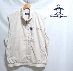 ☆MUNSINGWEAR　☆マンシングウエア　☆デサント　☆ゴルフウエア　☆ウインドブレーカーベスト　☆YKKファスナー　☆アイボリー　☆L