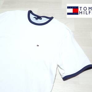 ☆TOMMY HILFIGER ☆トミーヒルフィガー ☆コットン ☆半袖Tシャツ ☆プルオーバー ☆ホワイト ☆メンズ ☆XLの画像1