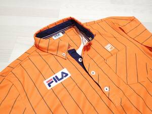 ☆FILA GOLF　☆フィラ　☆スポーツウエア　☆ゴルフウエア　☆ストライプ柄　☆ボタンダウン　☆半袖ポロシャツ　☆メンズ　☆Ｌ