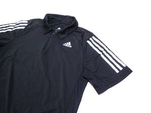 ☆adidas　☆アディダス　☆スポーツウエア　☆ゴルフ　☆ハーフジップ　☆YKKファスナー　☆半袖ポロシャツ　☆ブラック　☆Sサイズ　