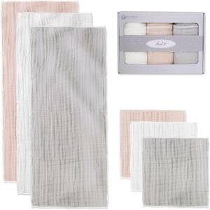 (kelata) Eve ru.. gauze handkerchie towel baby sombreness color 6 pieces set ( white gray pink, gift set (