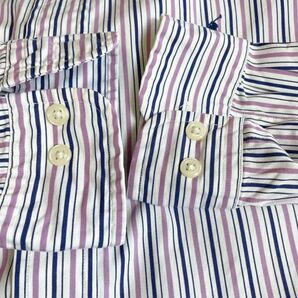 ラルフローレン ＢＤ長袖シャツ 薄手 マルチカラーストライプ ポニー刺繍 古着の画像10