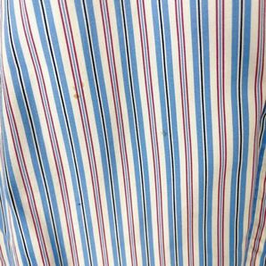ラルフローレン 人気のブルー青ストライプ サイズＭ ＢＤ長袖シャツ メンズ 古着の画像8
