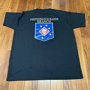 沖縄 米軍放出品 米軍実物 AMPHIBIOUS RAIDS BRANCH Tシャツ LARGE BLACK (管理番号I113)