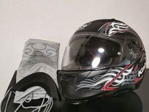【OGK KABUTO】KAMUI-2フルフェイスヘルメット Mサイズ 外装傷少 FULL-FACE HELMET ブラック バイク用ヘルメット 黒×赤×白 オマケ付 